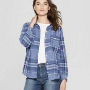 Universal Thread Blue Plaid Cotton Flannel Small NWT
